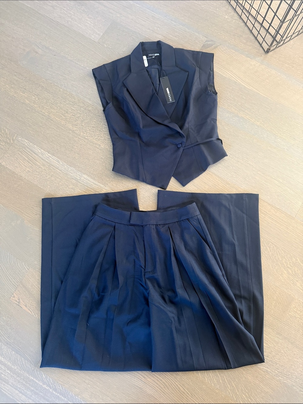 Navy blue fashion nova going places blazer pant set